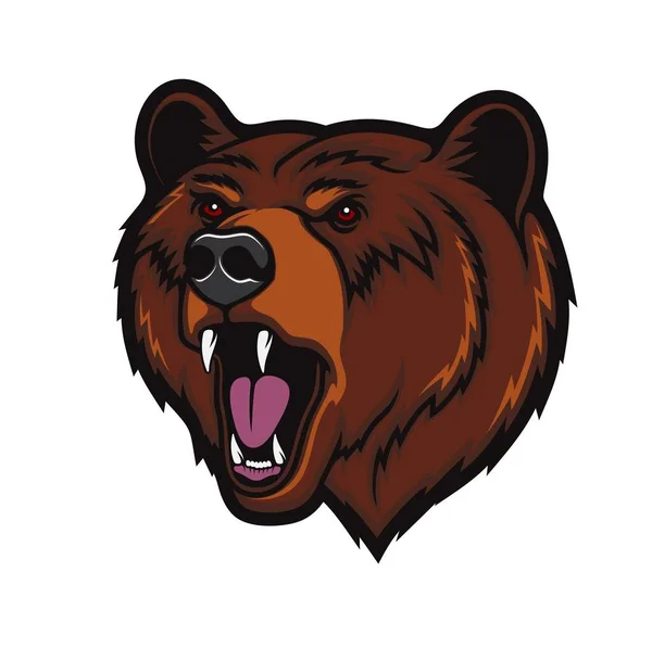 Angry Grizzly Bear Head Mascot Roaring Wild Animal Vector Beast — 图库矢量图片