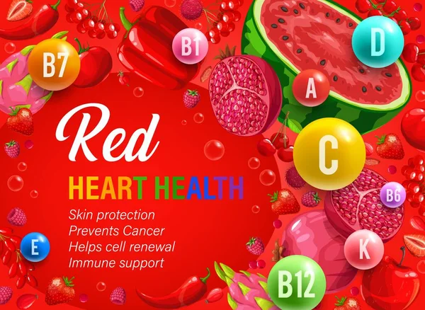 Červený Den Barevné Duhové Stravy Organické Výživy Vitamínů Zelenině Nebo — Stockový vektor