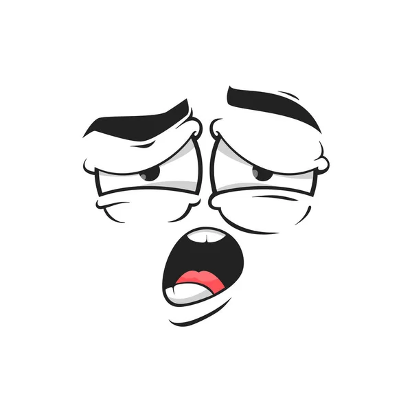 Cartoon Yawning Face Vector Tired Emoji Open Mouth Exhausted Eyes — 图库矢量图片