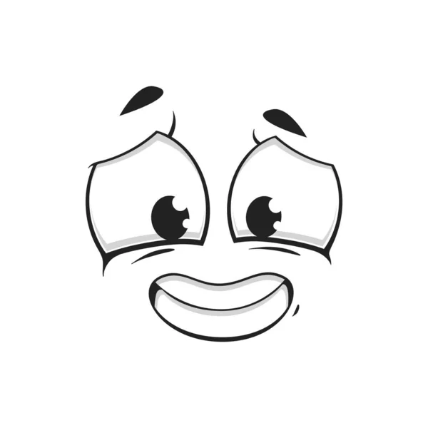 Cara Desenho Animado Confusa Vetor Culpado Caráter Sorridente Emoji Hangdog —  Vetores de Stock