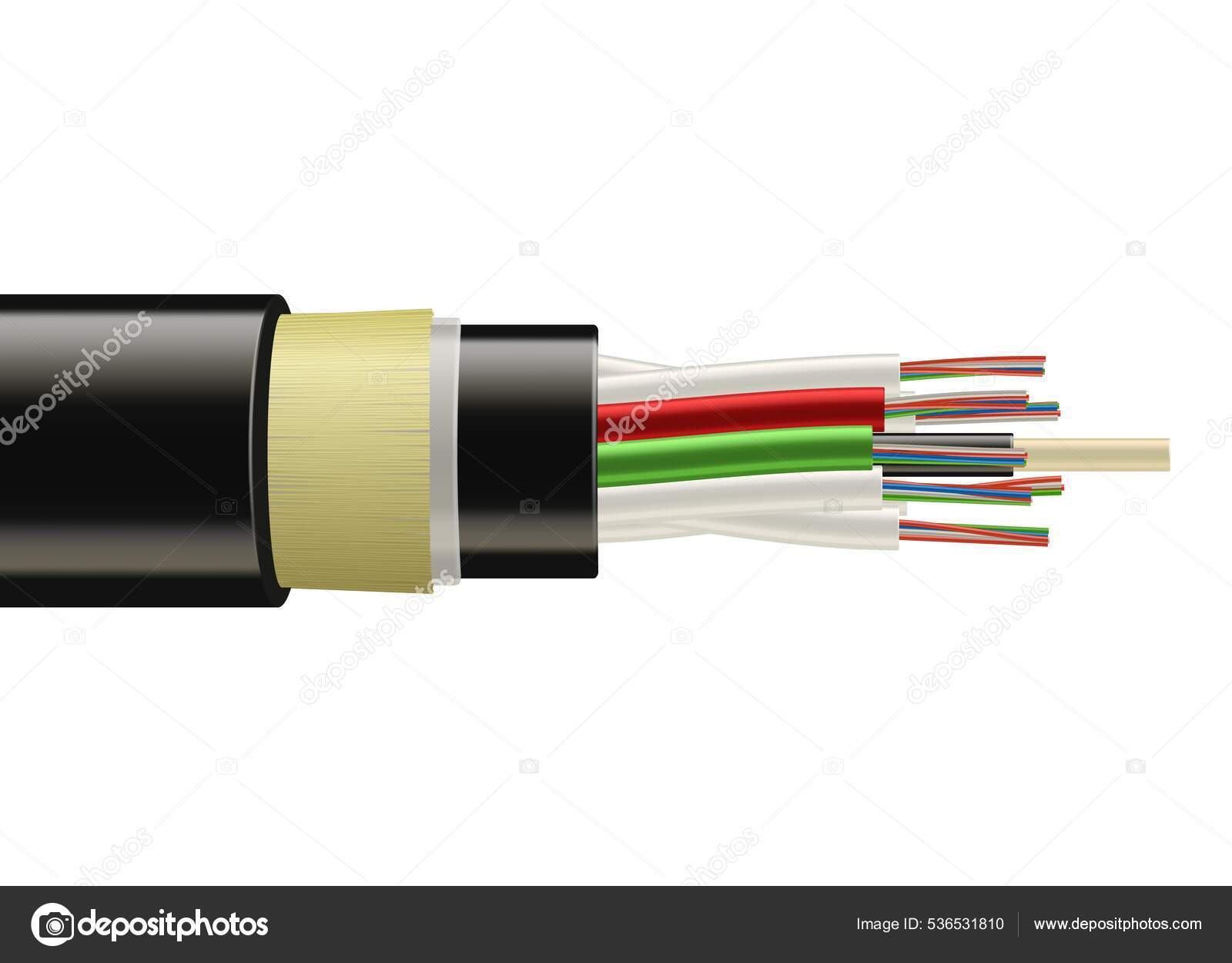 Fiber Optic Tight Cable Broadband Speed Cable Vector Realistic Stock Vector Image by