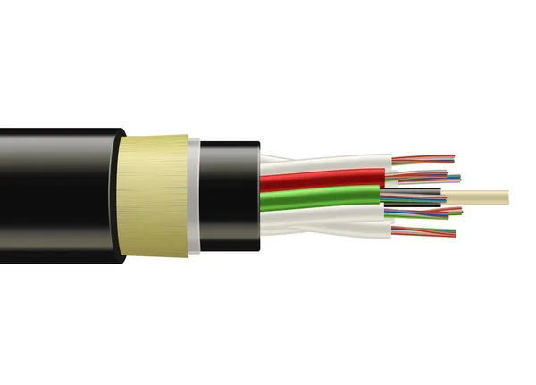 Câble Étanche Fibre Optique Câble Internet Haut Débit Vecteur Réaliste — Image vectorielle