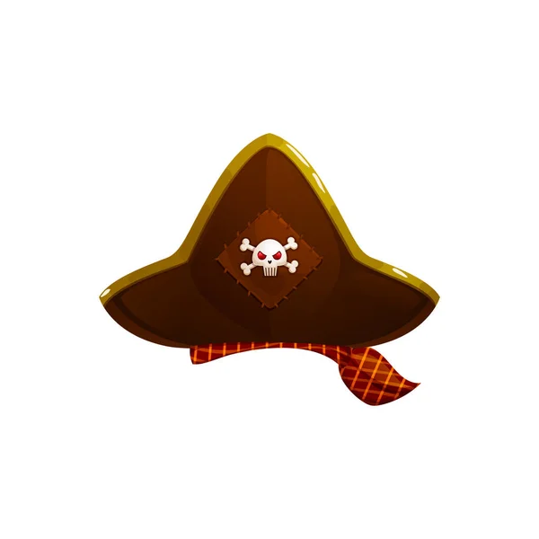 Korsan Tricorn Kahverengi Şapkalı Neşeli Roger Geniş Direkli Korsan Şapkalı — Stok Vektör