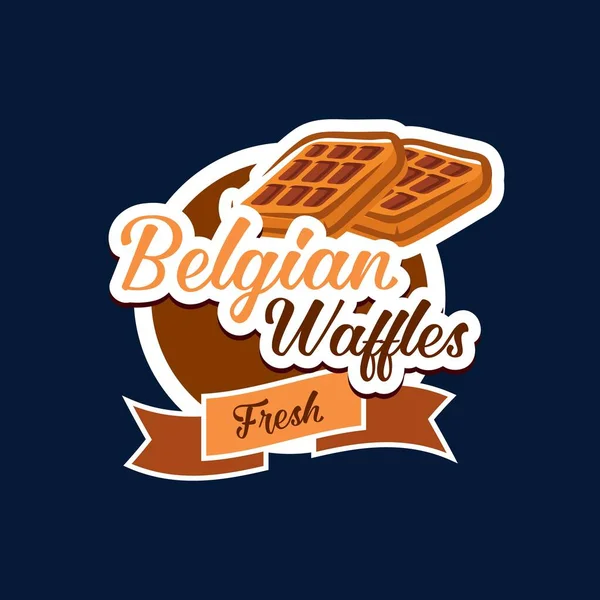 Belga Waffles Vector Icono Comida Dulce Pastelería Diseño Postres Obleas — Vector de stock