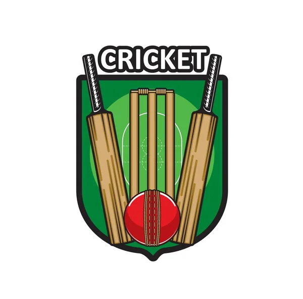 Cricket Game Icon Sport Items Cricket Bats Ball Wood Wicket — Stock vektor