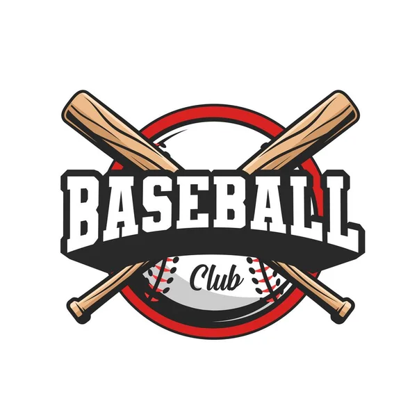 Icône Club Sportif Baseball Avec Chauves Souris Croisées Balle Badge — Image vectorielle