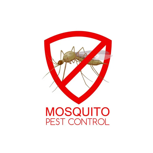 Знак Вектора Комаров Насекомыми Комарами Стоп Противокомары Красный Предупреждающий Символ — стоковый вектор