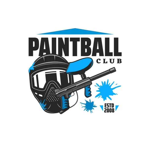 Ikona Paintball Klubu Pistolí Obličejovou Maskou Soutěžní Team Shooting Sport — Stockový vektor