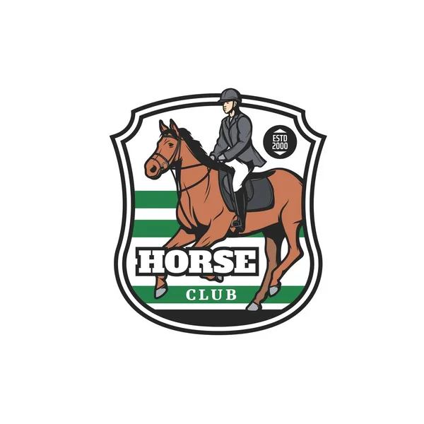 Horse Jockey Icon Vector Emblem Equestrian Sport Races Rides Horseman — Stock Vector