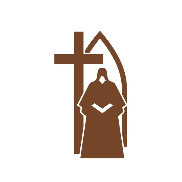Christianity Religion Icon Priest Cross Church Catholic Orthodox Religious Vector — Stock Vector