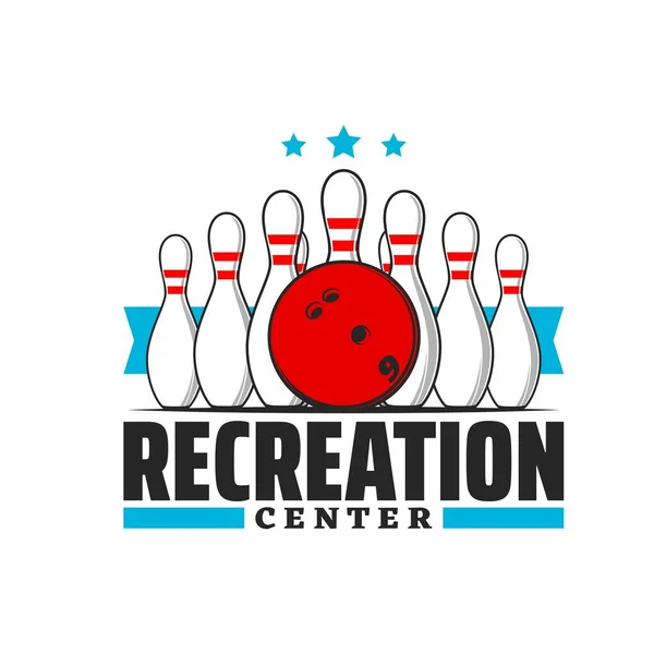 Bowling Alley Icon Sport Game Club Recreation Center Vector Emblem — Stockvektor