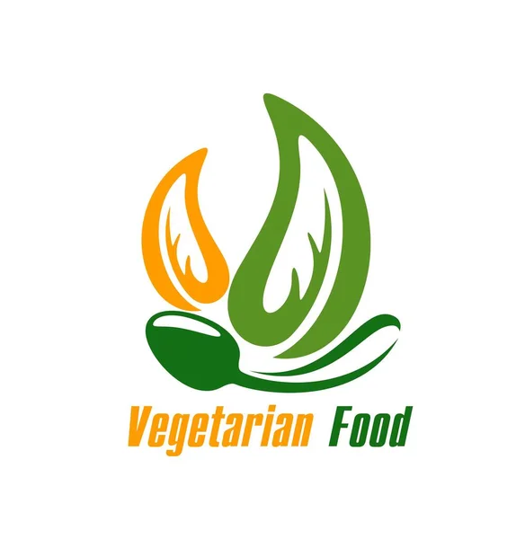 Vegetáriánus Étel Ikon Bio Konyha Étterem Vektor Szimbólum Vegetáriánus Vagy — Stock Vector