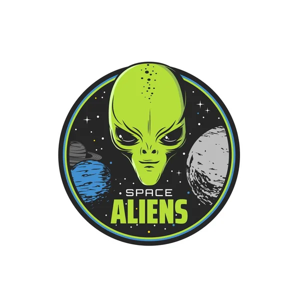 Εξωγήινοι Του Διαστήματος Εικονίδιο Ανθρωποειδές Πλάσμα Εξωγήινο Πράσινο Πρόσωπο Κεφάλι — Διανυσματικό Αρχείο