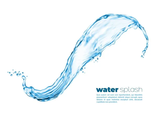 Ola Agua Limpia Transparente Aislada Remolino Con Gotas Vector Salpicadura — Vector de stock