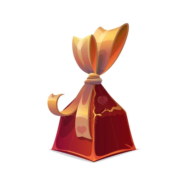 Gift Box Golden Bow Hearts Isolated Present Gold Wrapping Paper — Stockvektor