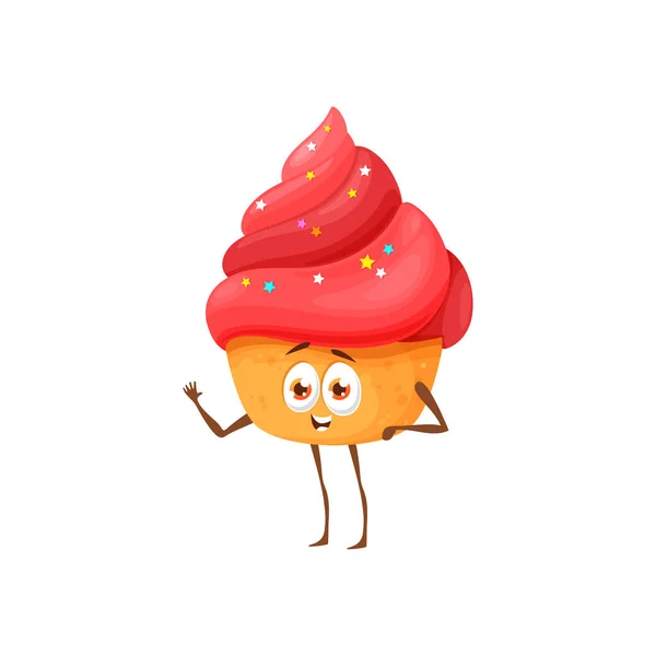 Muffin Torta Elszigetelt Cupcake Aranyos Rajzfilm Karakter Vektor Vicces Torta — Stock Vector