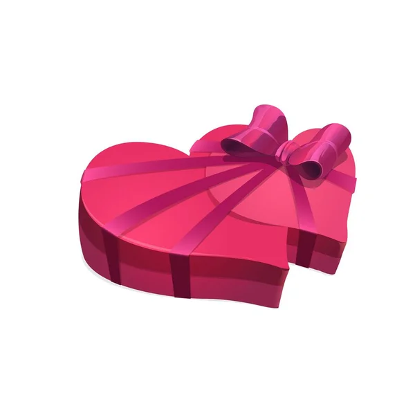 バレンタインデーの弓とハート型のベクトルギフトボックス ピンクの包装紙とリボンと愛プレゼントパッケージ ロマンチックな休日 結婚式や結婚記念日驚きの孤立ギフト — ストックベクタ