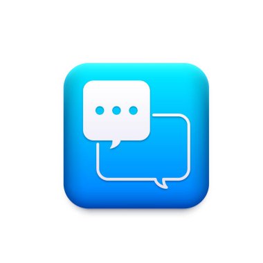 Chat messenger vector icon with blue speech bubbles or balloons and talk boxes. Mobile or web app isolated 3d button of communication application service element or gui widget