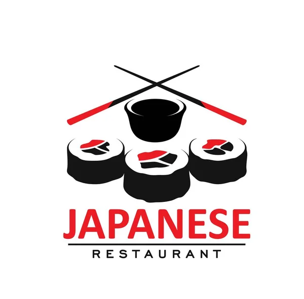 Japanese Cuisine Restaurant Icon Rolls Soy Sauce Sticks Asian Country — Stok Vektör