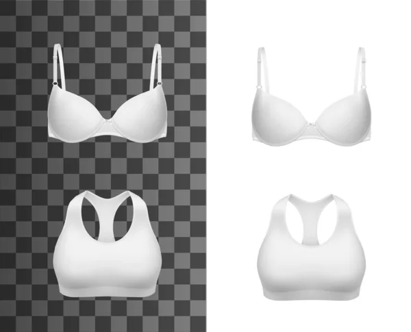 Woman Bra Realistic Mockup Vector Clothes Underwear White Sports Bra — Stock vektor