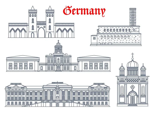 Germany Architecture Potsdam Landmarks Palaces Churches Travel Vector Buildings Friedenskirche — стоковый вектор