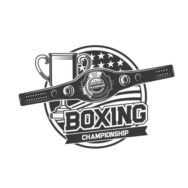 Boxing Sport Icon Champion Belt Boxing Championship Tournament Martial Arts — Image vectorielle