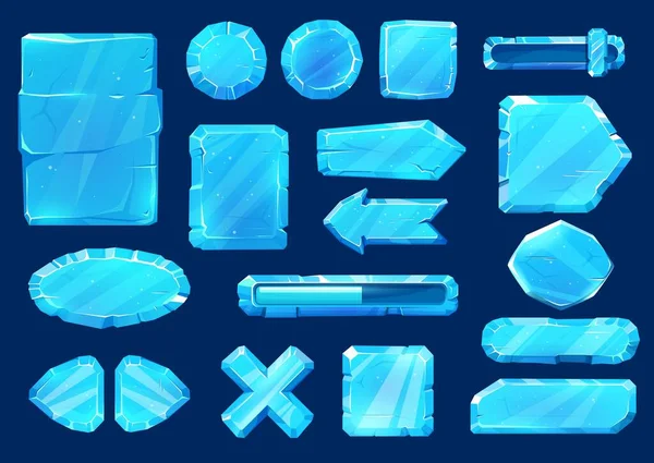 Ice Crystal User Panel Interface Buttons Sliders Arrows Keys Game — Vetor de Stock