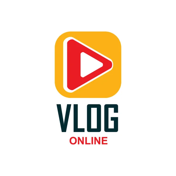 Vlog Icon Broadcast Live Stream Online Video Blog Vector Player — Stok Vektör