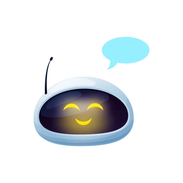 Chatterbot Customer Support Service Chatting Bot Glowing Eyes Speech Bubble — Vetor de Stock