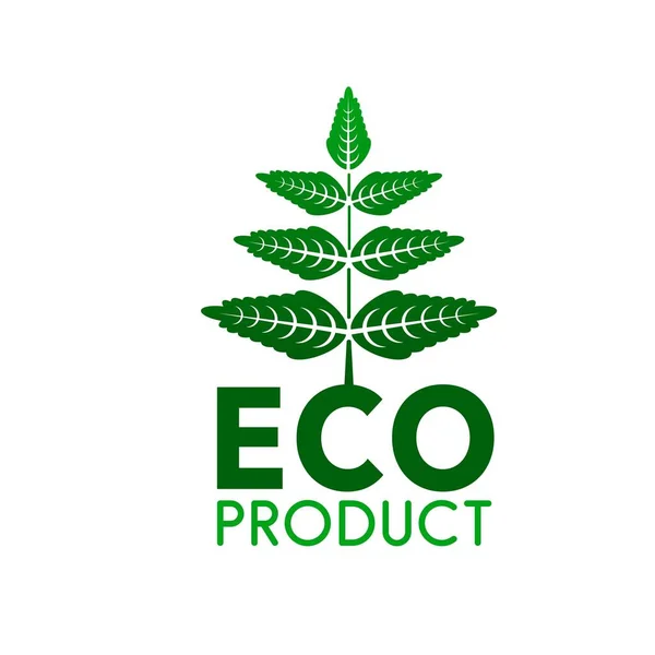 Ikona Wektorowa Produktu Ekologicznego Zielonymi Liśćmi Organicznych Bio Roślin Przyrody — Wektor stockowy