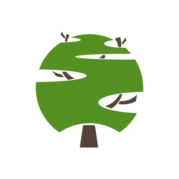 公园和园林树图标与圆形绿叶 自然环境和生态 园林绿化或园林绿化和生态环境或有机产品载体图标的树型植物轮廓符号 — 图库矢量图片