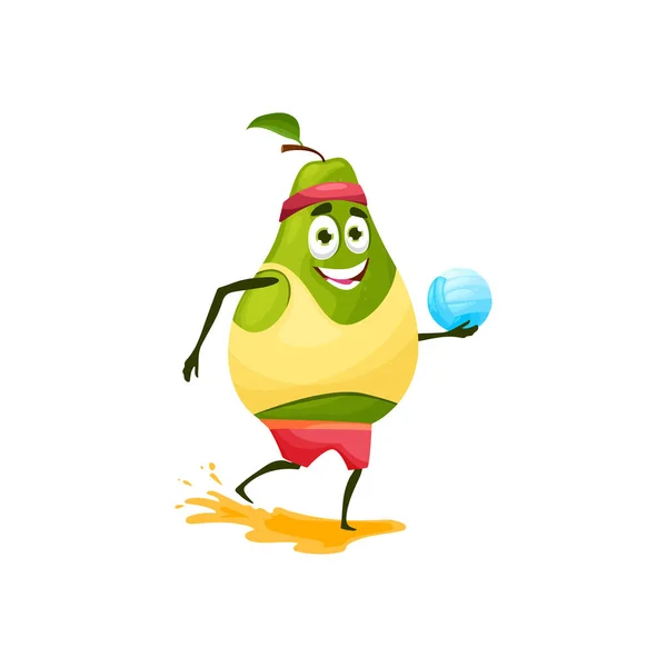 Fruta Verão Pêra Verde Repouso Personagem Desenho Animado Isolado Com —  Vetores de Stock