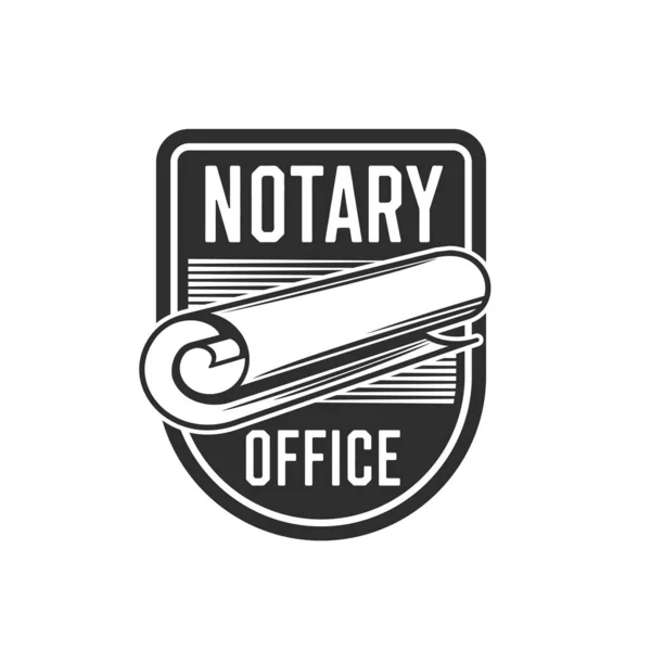 Icône Bureau Notarié Avec Défilement Des Documents Notaire Cabinet Timbre — Image vectorielle