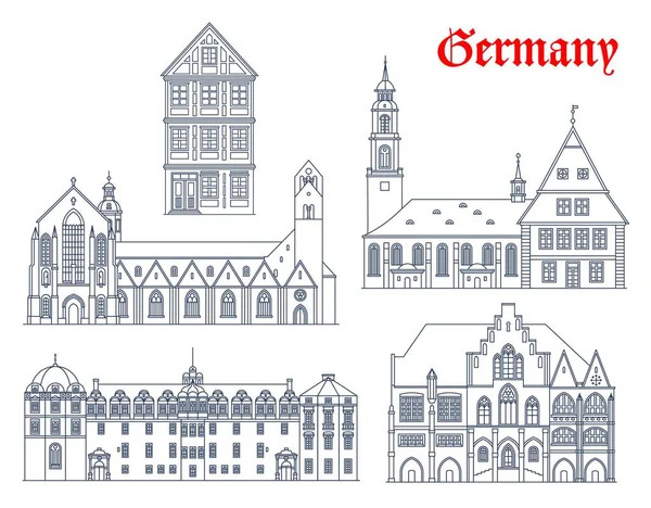 Allemagne Architecture Monuments Celle Hildesheim Tourisme Vectoriel Château Celle Synagogue — Image vectorielle