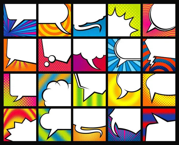 Bandeiras Bolhas Fala Desenhos Animados Histórias Quadrinhos Pop Art Vetor —  Vetores de Stock