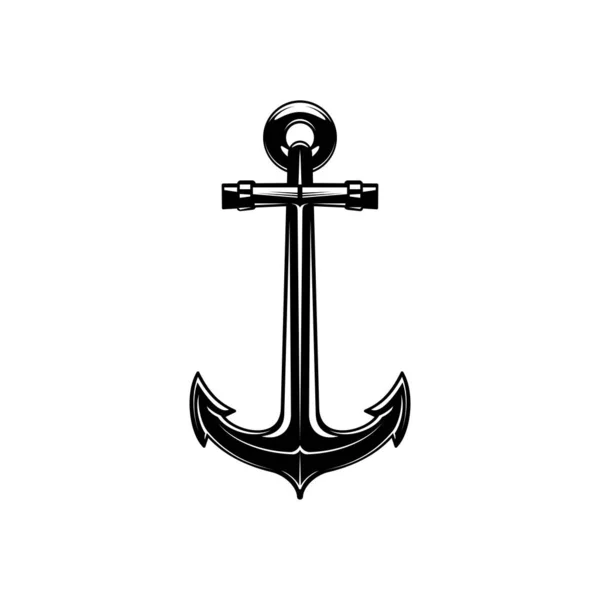 Ancla Marina Icono Vectorial Monocromo Armadura Naval Símbolo Flota Oceánica — Vector de stock