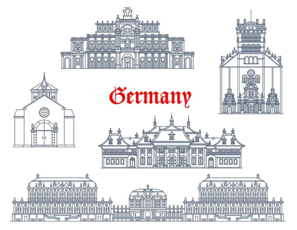 Germania Dresda Treviri Edifici Architettura Vettoriale Punti Riferimento Viaggio Castello — Vettoriale Stock