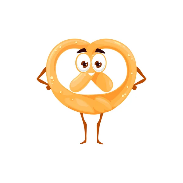 Galleta Crujiente Salado Carácter Pretzel Pastelería Feliz Comida Aislada Emoticono — Archivo Imágenes Vectoriales