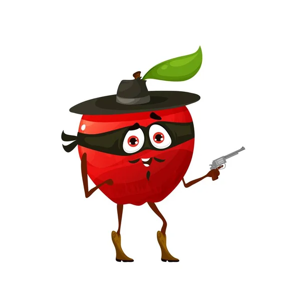 Cartoon Rover Gangster Appel Fruit Karakter Grappige Vector Fruit Bandiet — Stockvector