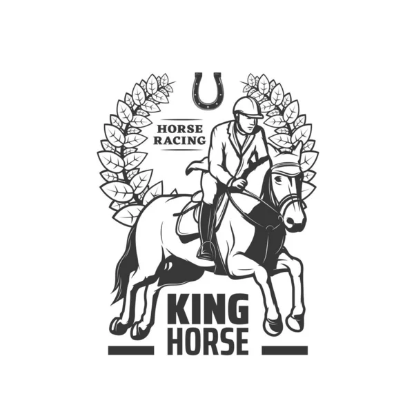 Icône Des Courses Hippiques Équestre Sport Équitation Vecteur Vintage Étiquette — Image vectorielle
