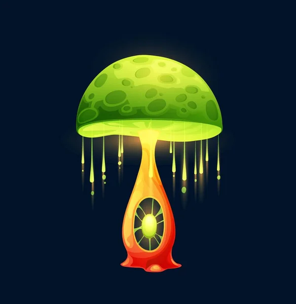 Fantasy Magic Luminous Mushroom Glowing Mystical Light Organism Cartoon Vector — Stock Vector