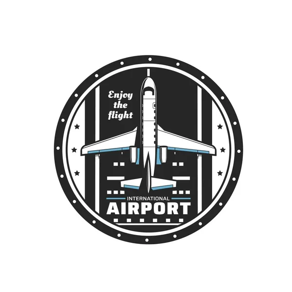 Repülőtéri Repülőgép Vektor Ikon Légi Légi Légi Közlekedés Repülőgép Vagy — Stock Vector