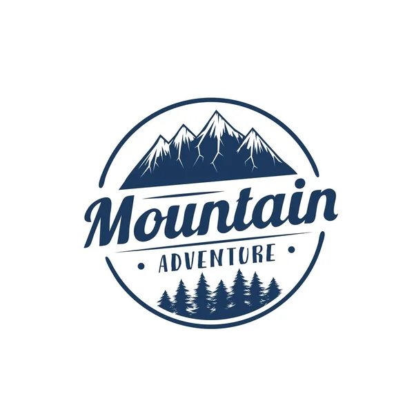 Icône Ronde Escalade Randonnée Montagne Expédition Escalade Trekking Aventure Symbole — Image vectorielle