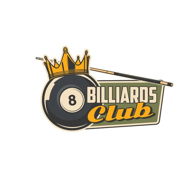 Billiards Club Icon Pool Sport Game Tournament Poolroom Vector Sign — Stock Vector
