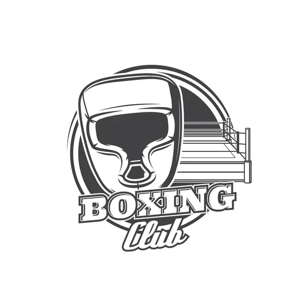 Boxclub Ikone Mit Boxerhelm Und Ring Box Sportgeräte Und Kämpfer — Stockvektor