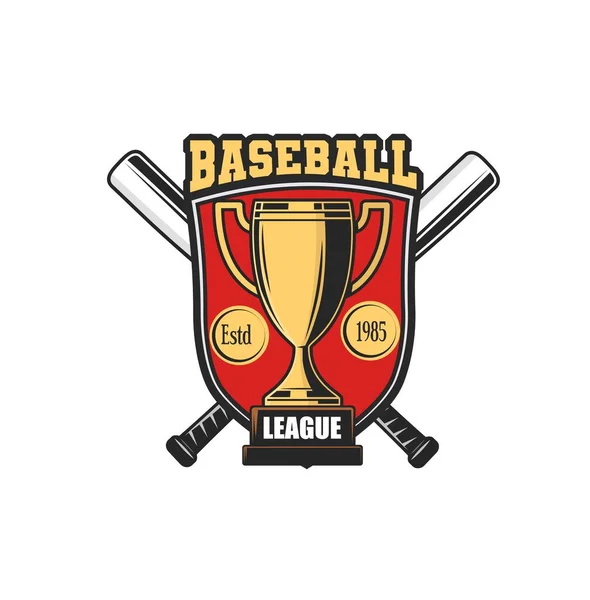 Baseball Goldene Tasse Und Gekreuzte Fledermäuse Symbol Baseball Team Turnier — Stockvektor