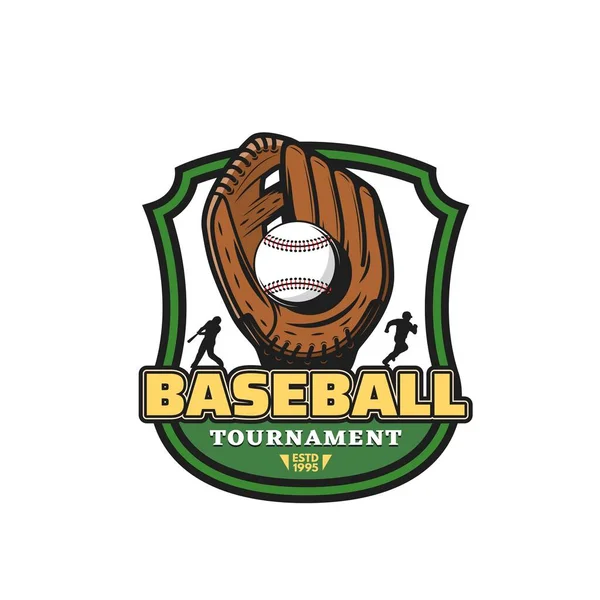 Tournoi Baseball Icône Chauve Souris Jeu Balle Sport Rame Étiquette — Image vectorielle