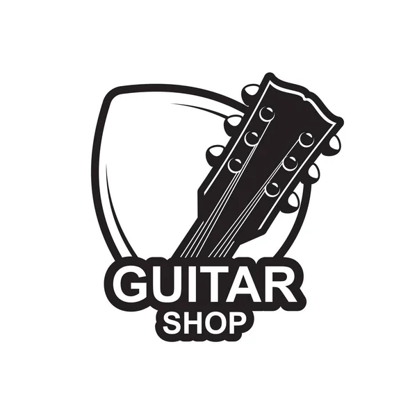 Icono Tienda Guitarras Emblema Vectorial Guitarra Musical Acústica Para Instrumentos — Vector de stock