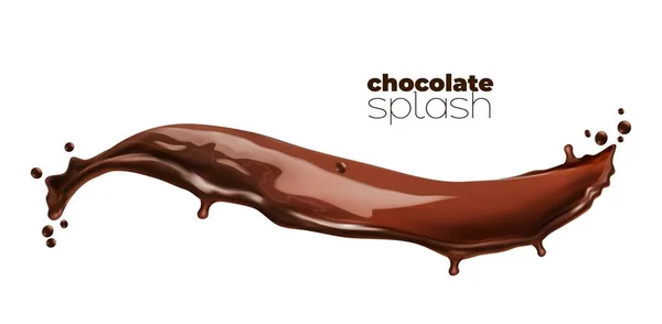 Chocolat Lait Cacao Vague Éclaboussure Large Dessert Boisson Éclaboussure Avec — Image vectorielle