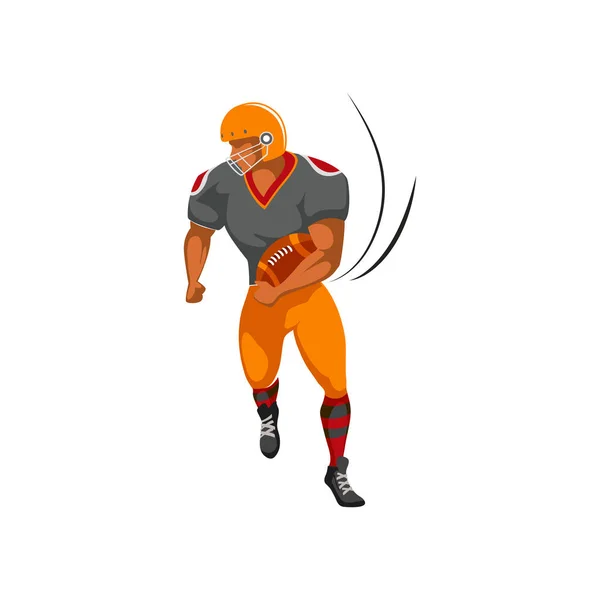 Giocatore Football Americano Quarterback Running Back Personaggio Vettore Calcio Americano — Vettoriale Stock
